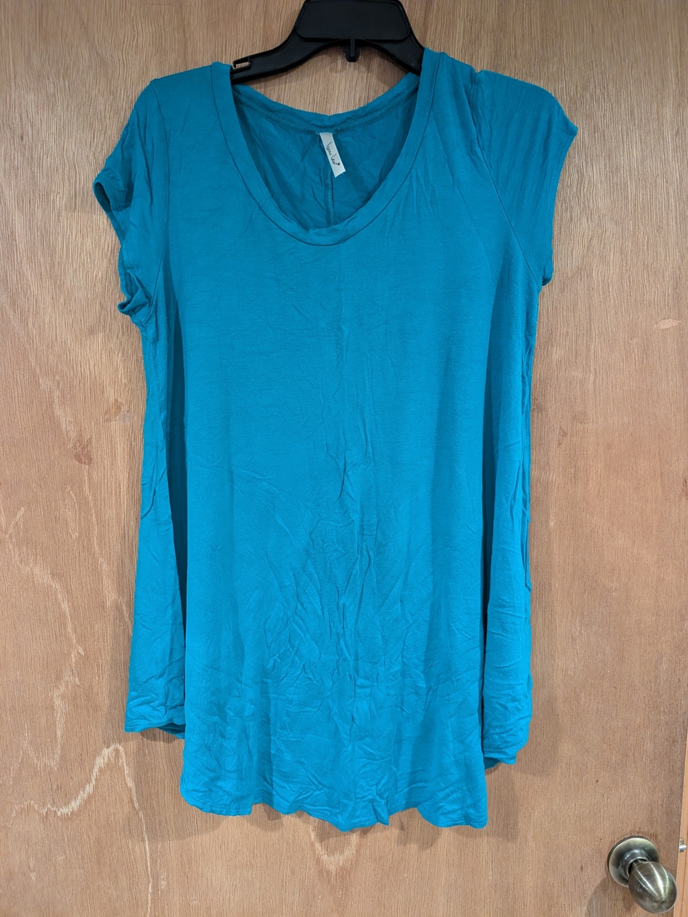 Flowy Teal Short-Sleeve V-Neck Tunic